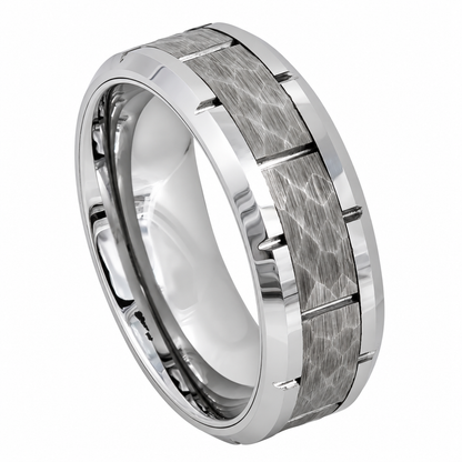 Tungsten 8mm Promise Ring Heavy Duty Finish — angled alternate product view
