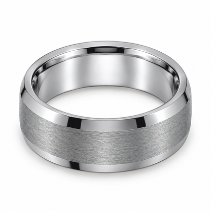 Tungsten Carbide 10mm Beveled Polished-Trim Wedding Band — topdown studio product view