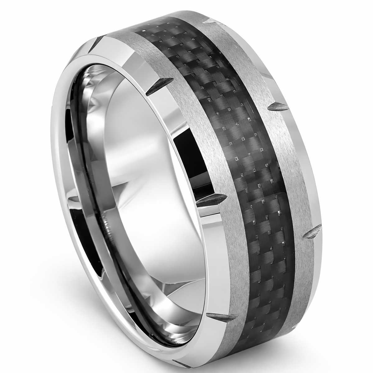 Tungsten Carbide 10mm Wide Wedding Band — angled alternate product view