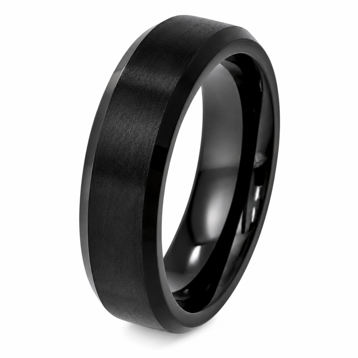 Black Satin Finish Tungsten 6mm Wedding Band — angled alternate product view