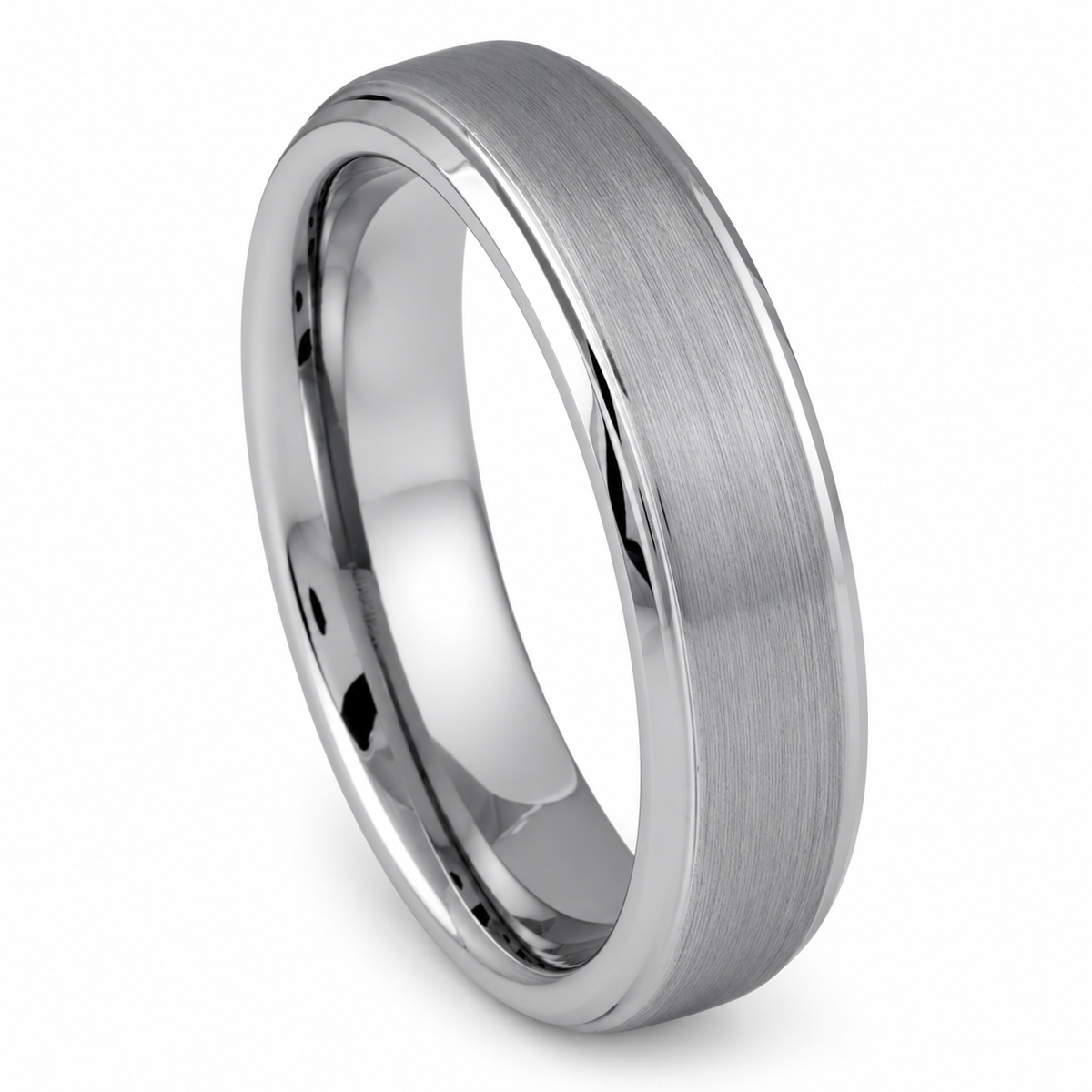 Silver Brushed Finish Tungsten 6mm Promise Ring - Style 2 — angled alternate product view
