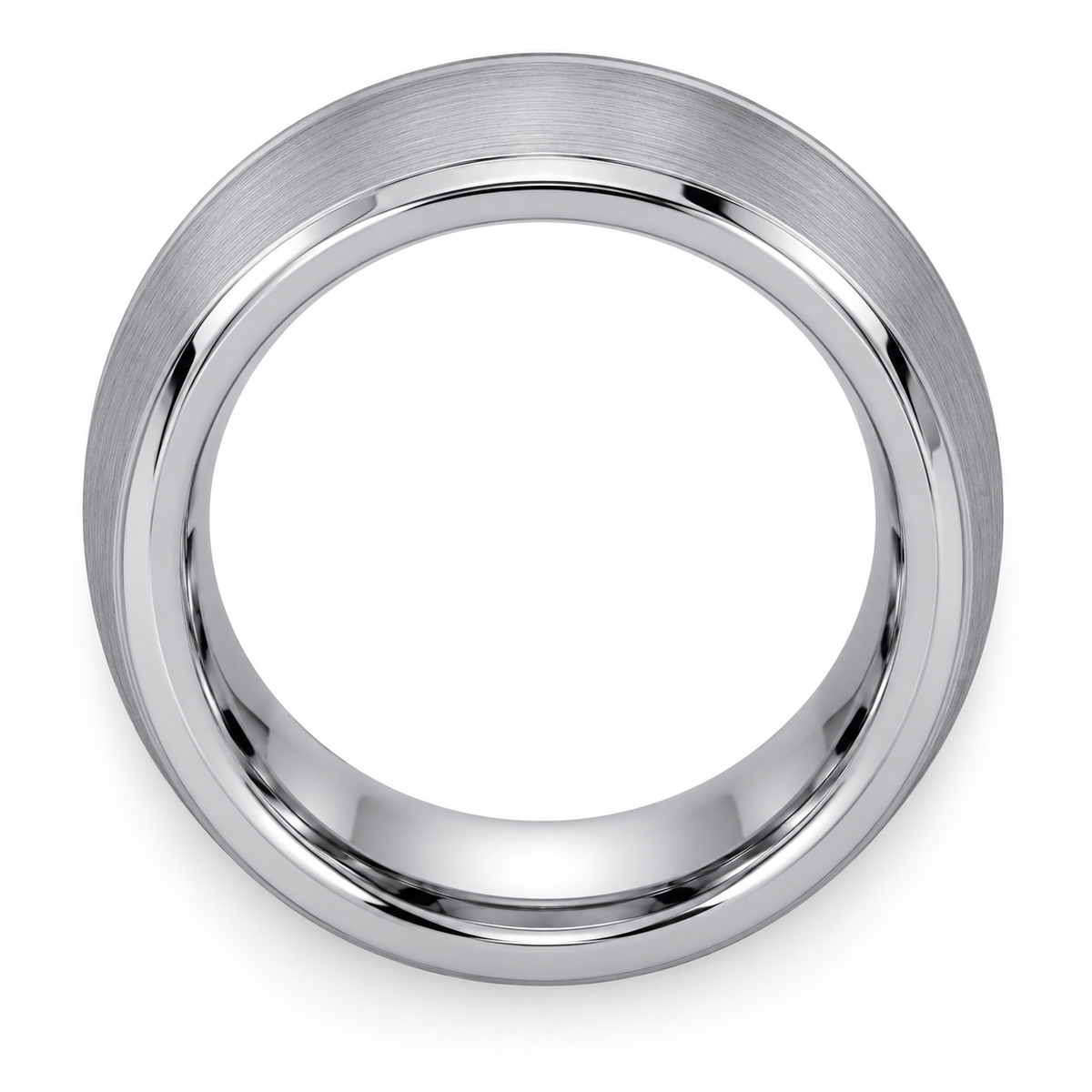 Silver Brushed Finish Tungsten 6mm Promise Ring - Style 2 — topdown alternate product view