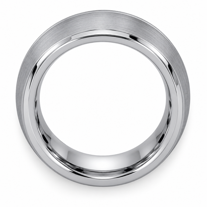 Silver Brushed Finish Tungsten 6mm Promise Ring - Style 2 — topdown alternate product view
