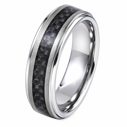 Black Tungsten Carbide 7mm Wedding Band for Men – Comfort Fit — angled alternate product view
