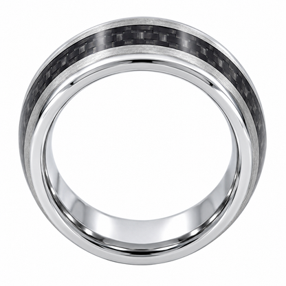 Black Tungsten Carbide 7mm Wedding Band for Men – Comfort Fit — topdown alternate product view