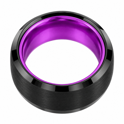 Black Brushed Finish with Purple Interior Tungsten 8mm Wedding Band — topdown alternate product view