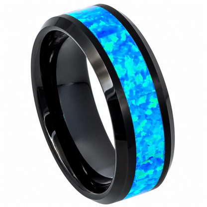 Silver Tungsten Carbide 8mm Domed Wedding Band for Men — angled alternate product view