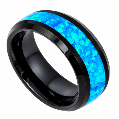 Silver Tungsten Carbide 8mm Domed Wedding Band for Men — topdown alternate product view