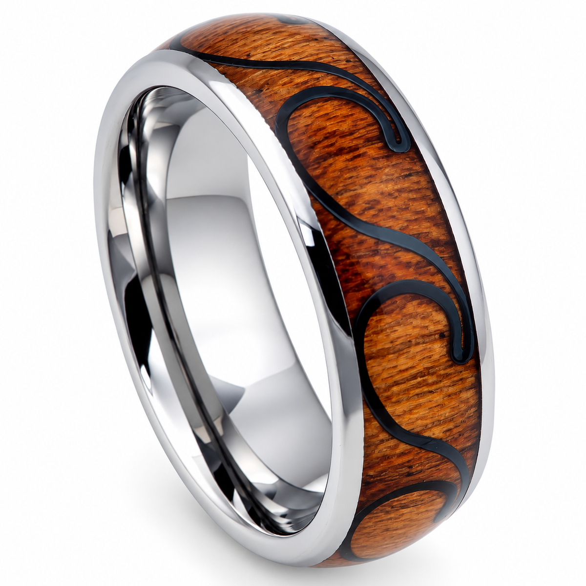 Tungsten Carbide 8mm Flat Polished Wedding Band — angled alternate product view