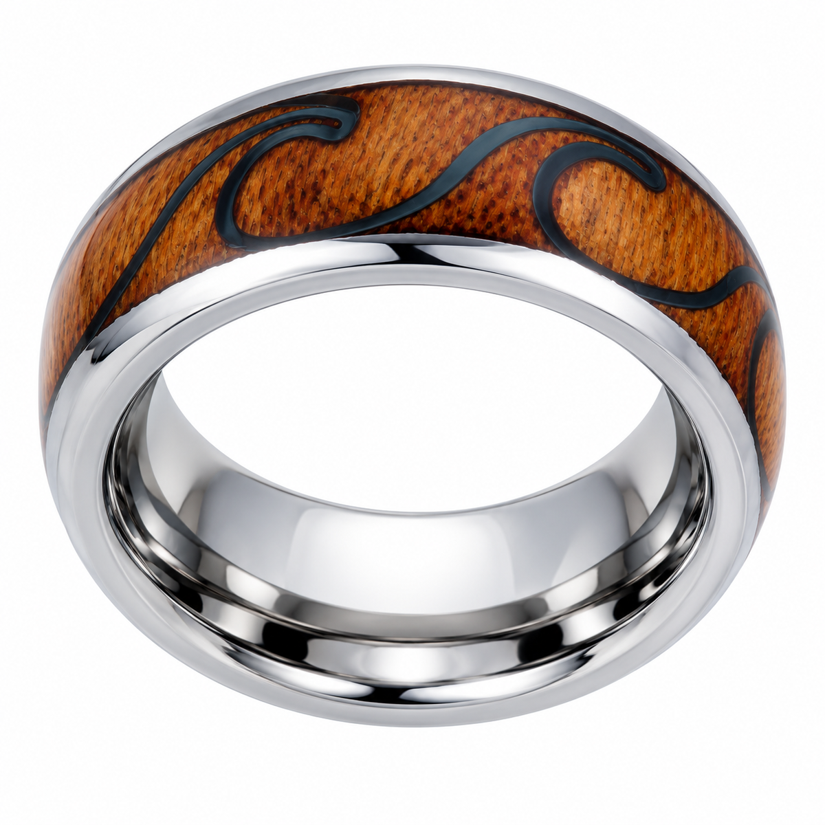 Tungsten Carbide 8mm Flat Polished Wedding Band — topdown alternate product view