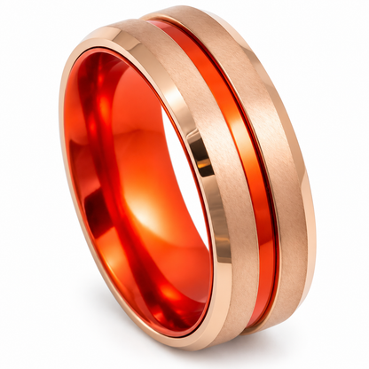 Silver Tungsten Carbide 8mm High Polish Wedding Band for Men — angled studio product view