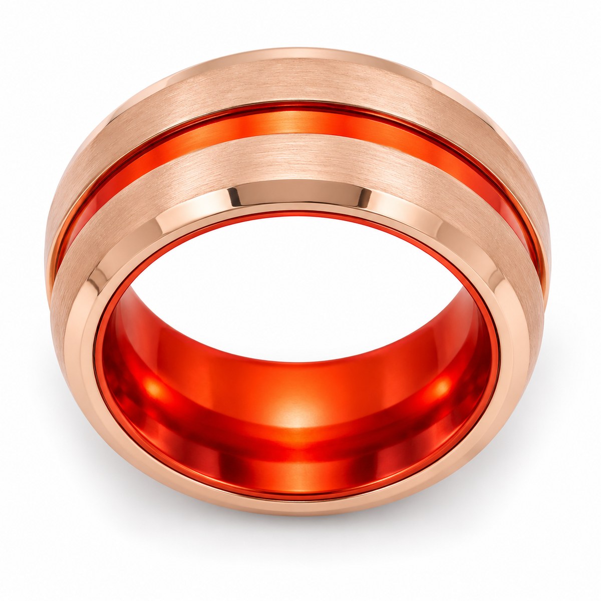 Silver Tungsten Carbide 8mm High Polish Wedding Band for Men — topdown studio product view