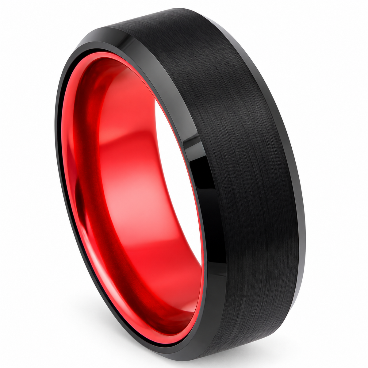 Gold Tungsten Carbide 8mm Matte Wedding Band for Men — angled studio product view