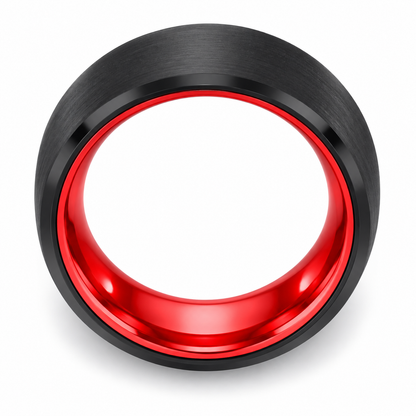 Gold Tungsten Carbide 8mm Matte Wedding Band for Men — topdown studio product view