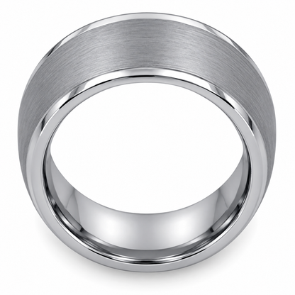 Silver Brushed Finish Tungsten 8mm Wedding Band - Style 5 — topdown alternate product view