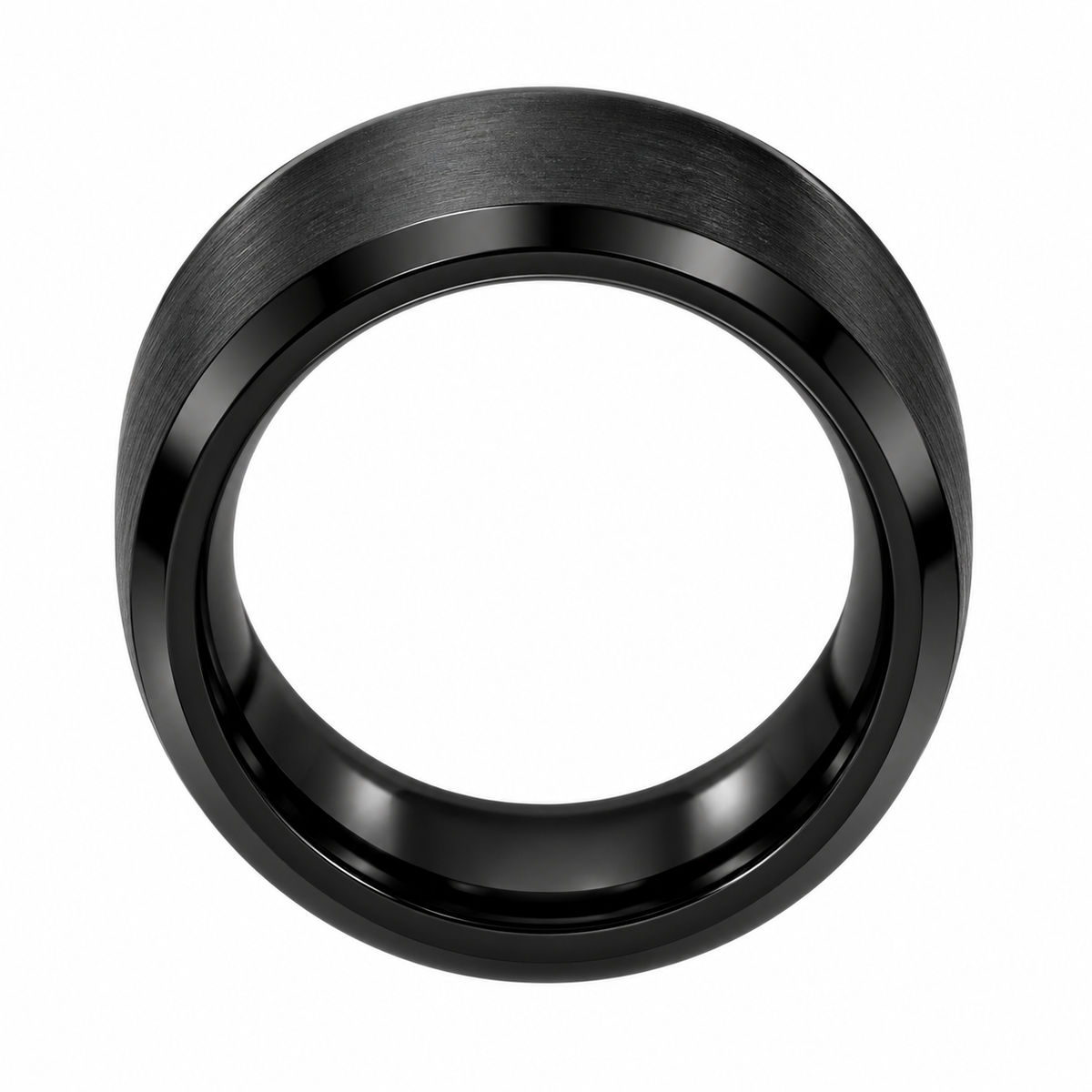 Tungsten Carbide 8mm Polished Black Wedding Band — topdown alternate product view