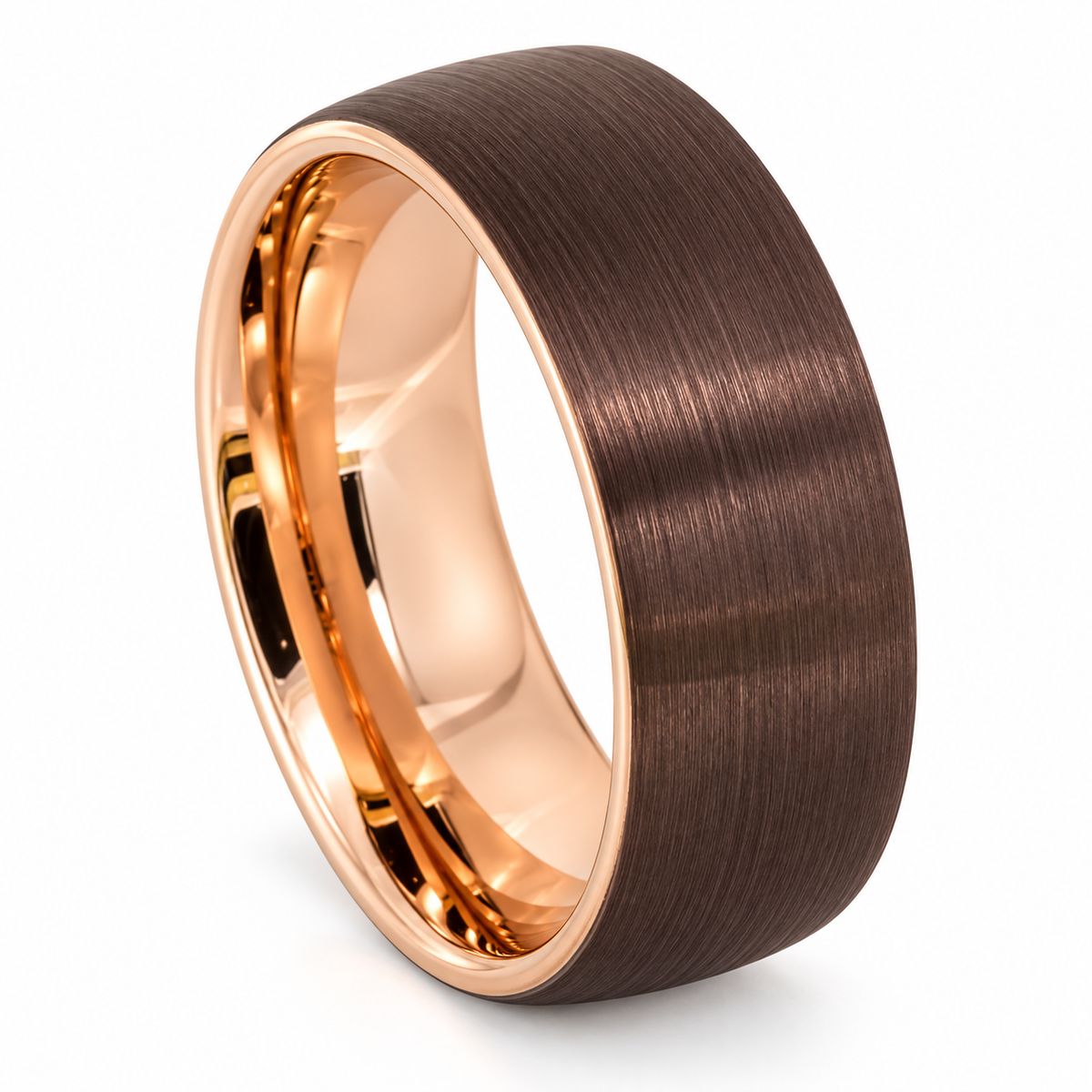 Bronze Brushed Finish Tungsten 8mm Wedding Band — angled alternate product view