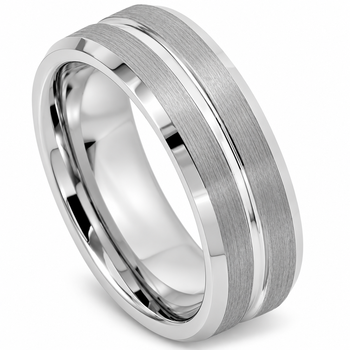 Tungsten Carbide 9mm Engagement Ring for Men — angled alternate product view