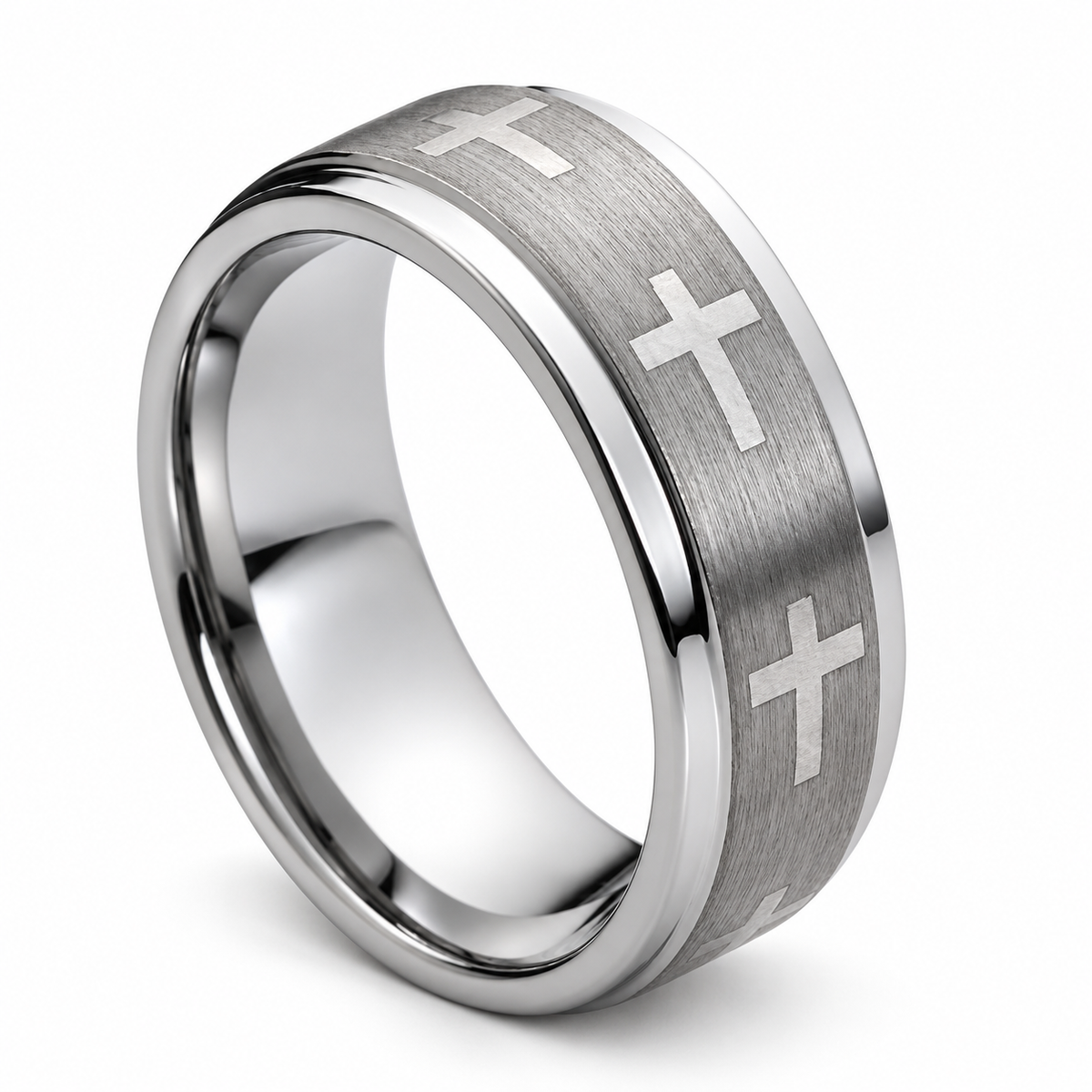Tungsten Carbide 9mm Polished Wedding Band for Men — angled alternate product view