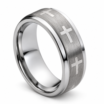 Tungsten Carbide 9mm Polished Wedding Band for Men — angled alternate product view