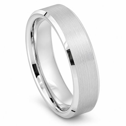 Silver Brushed Finish Tungsten 6mm Engagement Ring — angled alternate product view