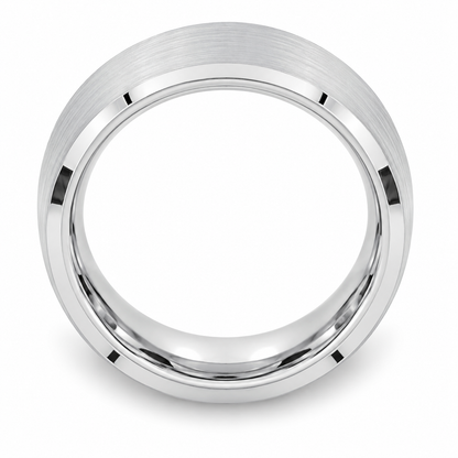 Silver Brushed Finish Tungsten 6mm Engagement Ring — topdown alternate product view