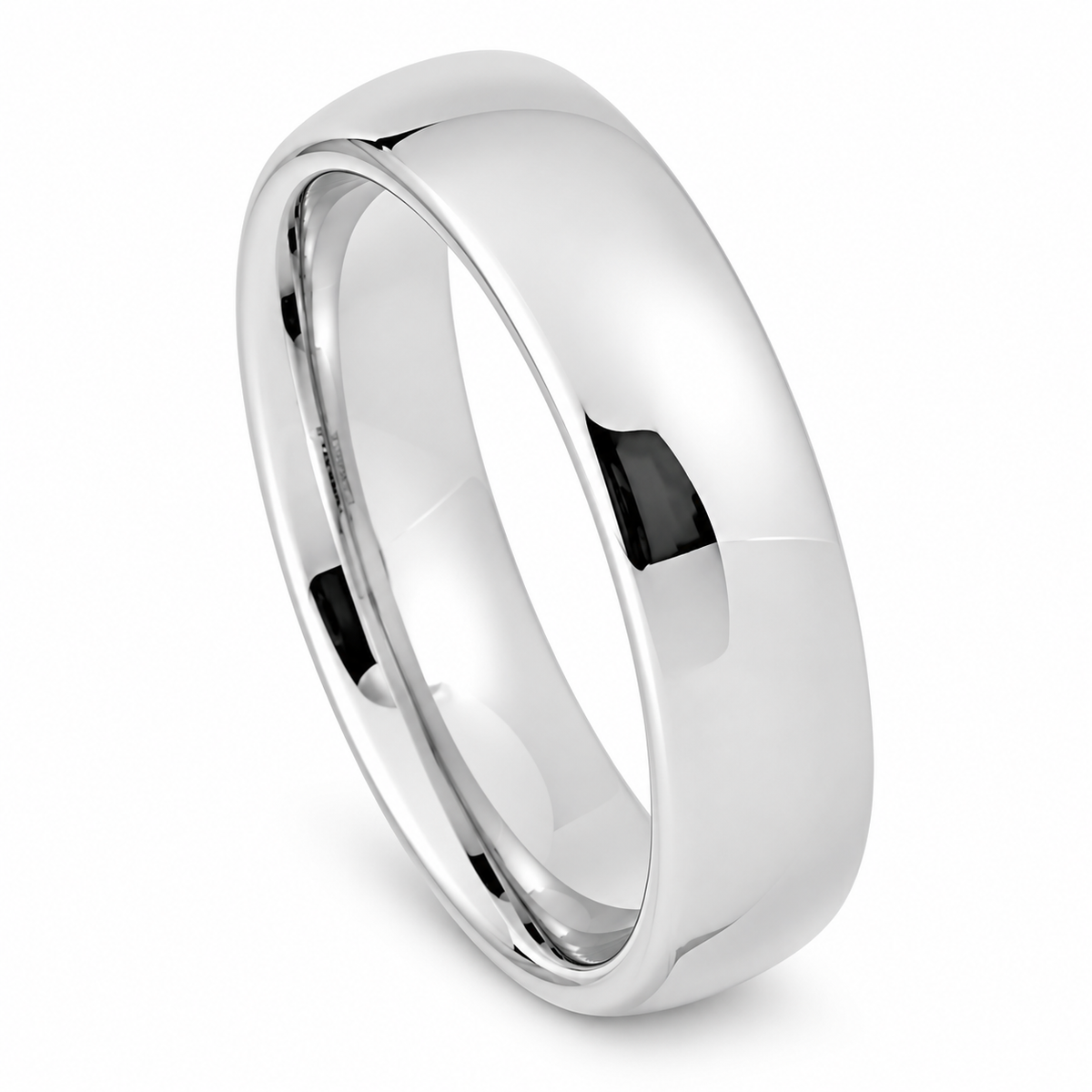 Polished Silver Tungsten 6mm Wedding Band — angled alternate product view