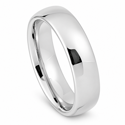 Polished Silver Tungsten 6mm Wedding Band — angled alternate product view
