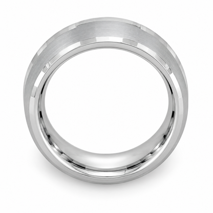 Silver Brushed Finish Tungsten 6mm Wedding Band - Style 3 — topdown alternate product view