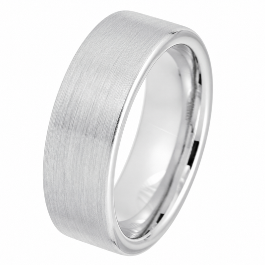 White Tungsten 8mm Engagement Ring for Men – Comfort Fit