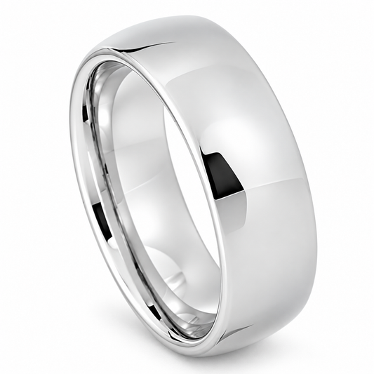 Polished Silver Tungsten 8mm Promise Ring